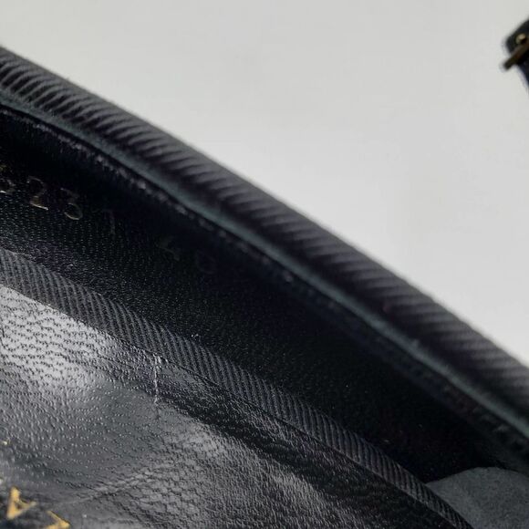 GUISEPPE ZANOTTI DESIGN women 40.5/9.5 black suede & patent wedge open toe heels - Picture 8 of 11